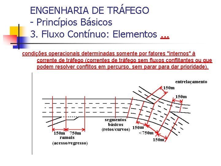 ENGENHARIA DE TRÁFEGO - Princípios Básicos 3. Fluxo Contínuo: Elementos. . . condições operacionais