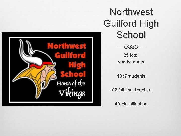 Northwest Guilford High School 25 total sports teams 1937 students 102 full time teachers