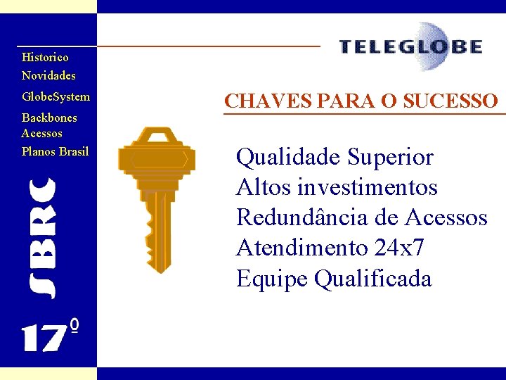 Historico Novidades Globe. System Backbones Acessos Planos Brasil previous next CHAVES PARA O SUCESSO