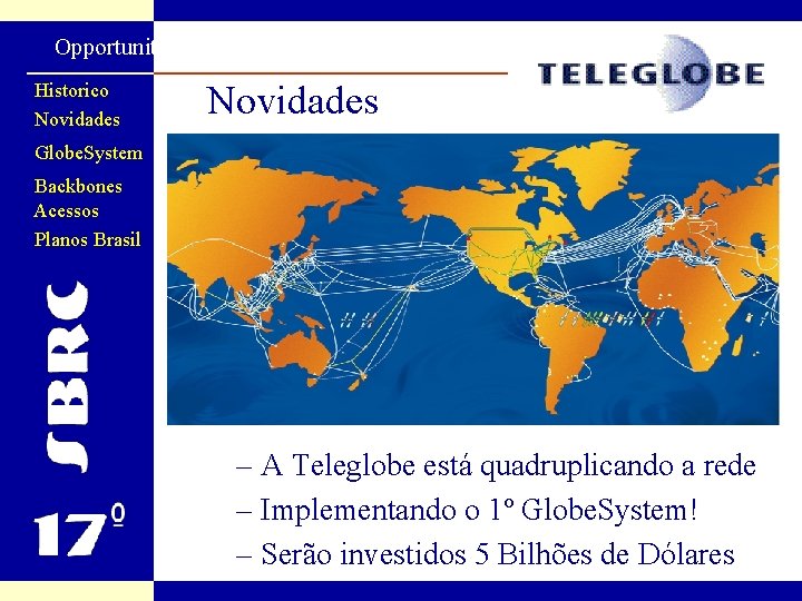 Opportunity for Teleglobe Novidades Historico Novidades Globe. System Backbones Acessos Planos Brasil – A