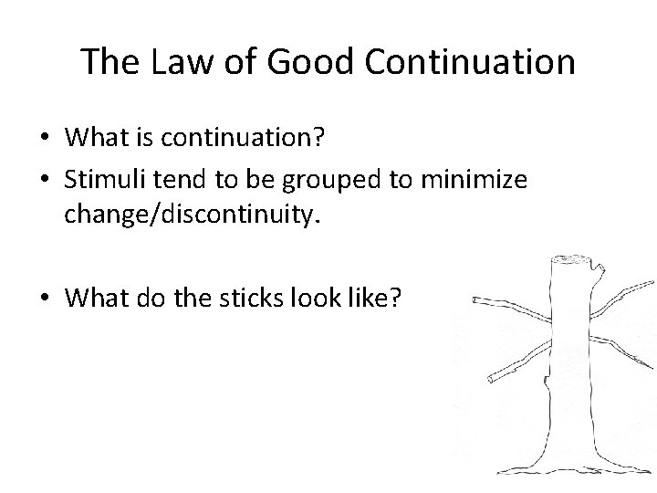 The Law of Good Continuation • What is continuation? • Stimuli tend to be