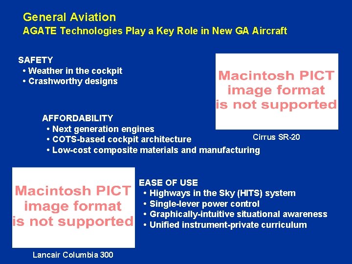 General Aviation AGATE Technologies Play a Key Role in New GA Aircraft SAFETY •