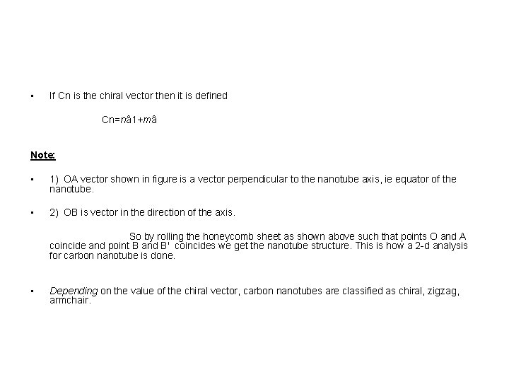  • If Cn is the chiral vector then it is defined Cn=nâ 1+mâ