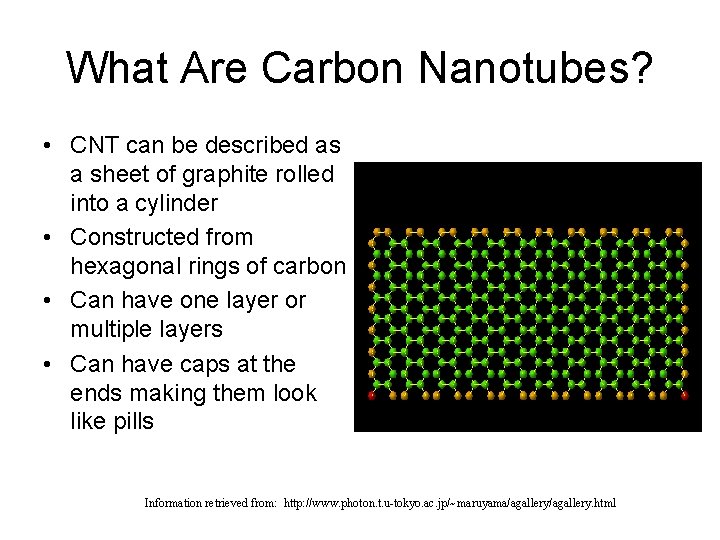 What Are Carbon Nanotubes? • CNT can be described as a sheet of graphite
