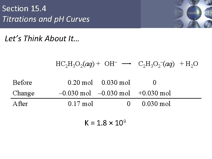 Section 15. 4 Titrations and p. H Curves Let’s Think About It… HC 2