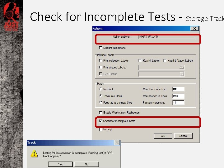 Check for Incomplete Tests - Storage Track 