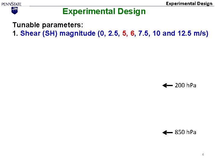 Experimental Design Tunable parameters: 1. Shear (SH) magnitude (0, 2. 5, 5, 6, 7.