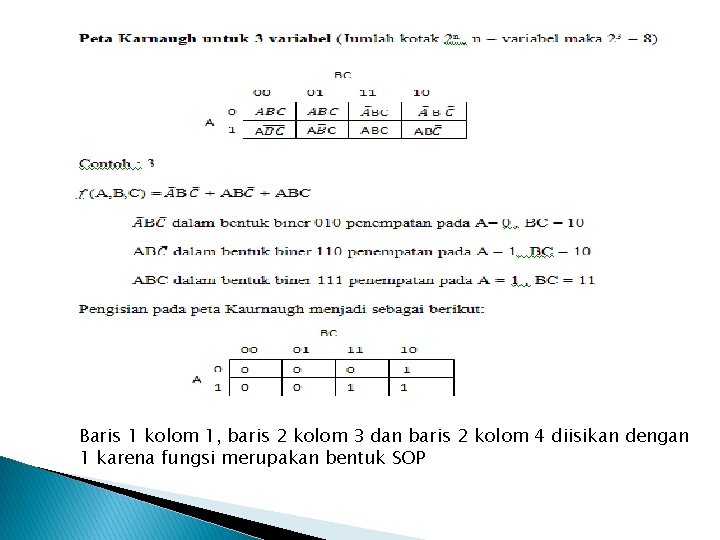 Baris 1 kolom 1, baris 2 kolom 3 dan baris 2 kolom 4 diisikan