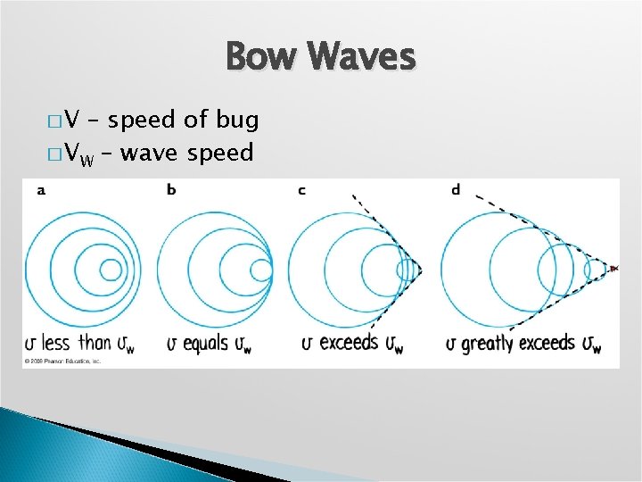 Bow Waves �V – speed of bug � VW – wave speed 