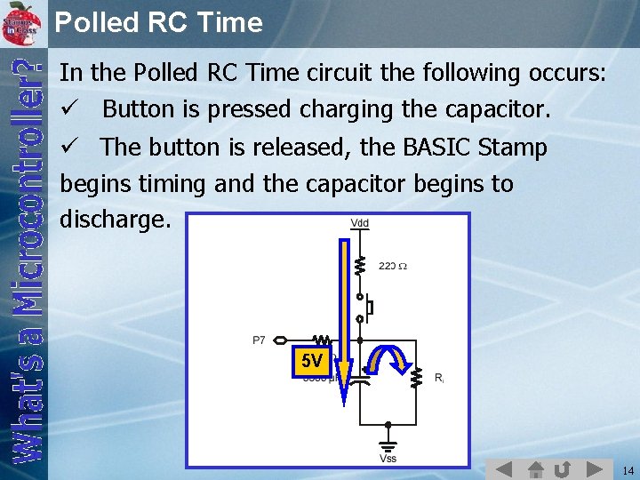 Polled RC Time In the Polled RC Time circuit the following occurs: ü Button