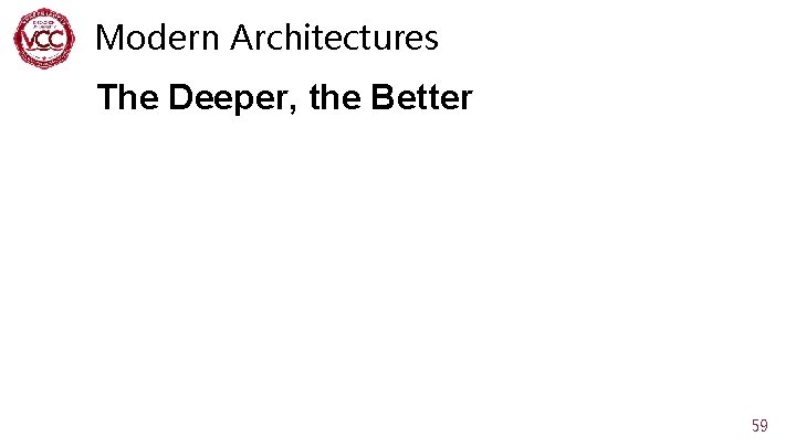 Modern Architectures The Deeper, the Better 59 