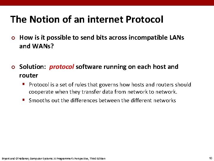 The Notion of an internet Protocol ¢ ¢ How is it possible to send