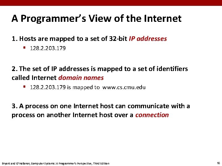 A Programmer’s View of the Internet 1. Hosts are mapped to a set of