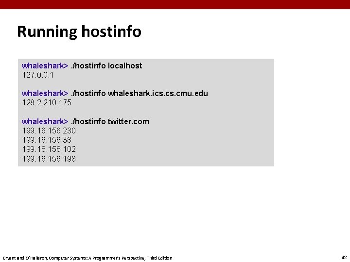 Running hostinfo whaleshark>. /hostinfo localhost 127. 0. 0. 1 whaleshark>. /hostinfo whaleshark. ics. cmu.