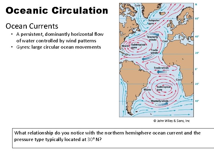 Oceanic Circulation Ocean Currents • A persistent, dominantly horizontal flow of water controlled by