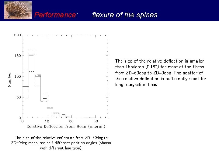 Performance: flexure of the spines The size of the relative deflection is smaller than