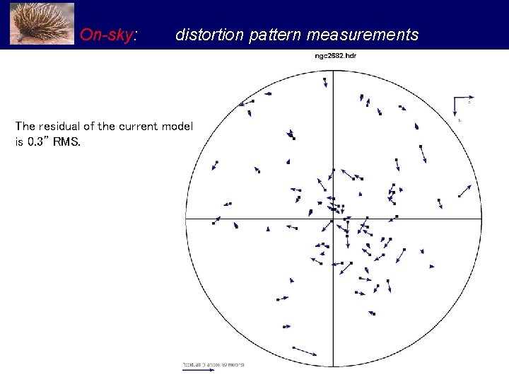 On-sky: distortion pattern measurements The residual of the current model is 0. 3” RMS.