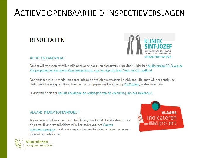 ACTIEVE OPENBAARHEID INSPECTIEVERSLAGEN 