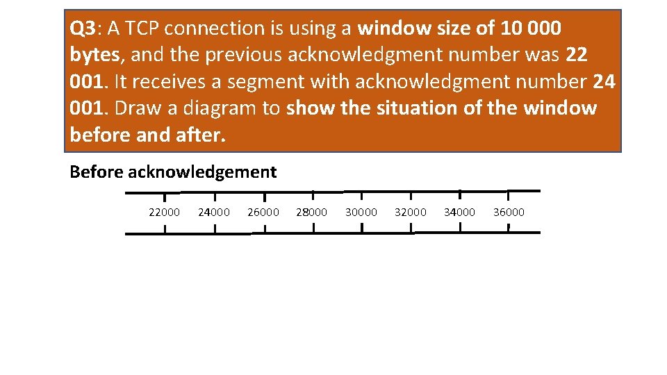 Q 3: A TCP connection is using a window size of 10 000 bytes,