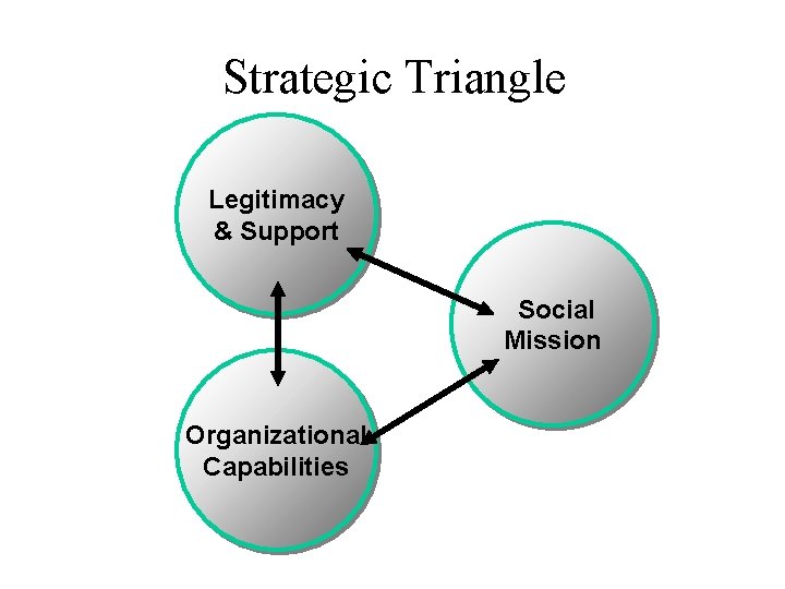 Strategic Triangle Legitimacy & Support Social Mission Organizational Capabilities 