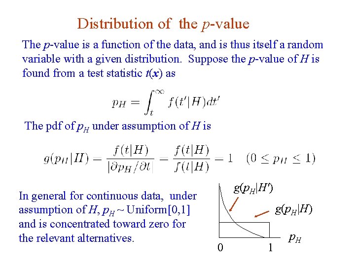 Distribution of the p-value The p-value is a function of the data, and is