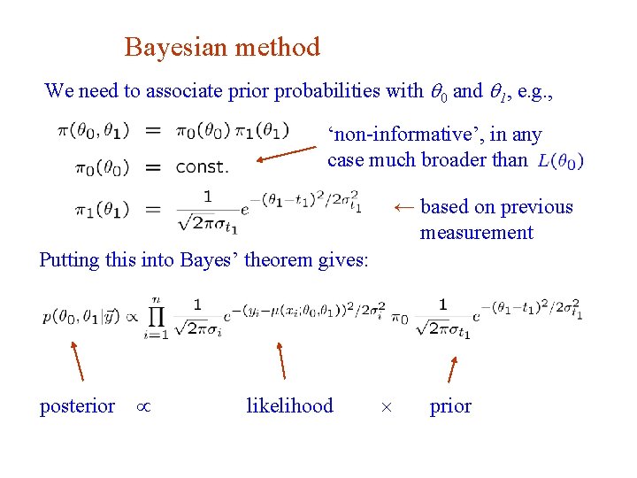 Bayesian method We need to associate prior probabilities with q 0 and q 1,
