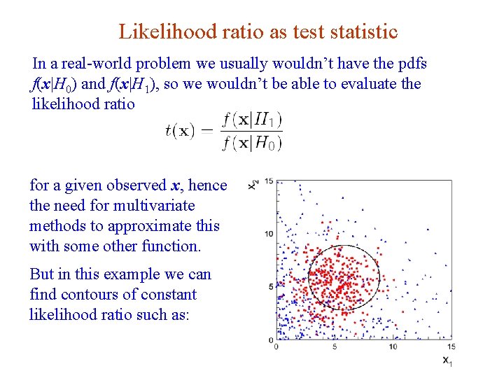 Likelihood ratio as test statistic In a real-world problem we usually wouldn’t have the