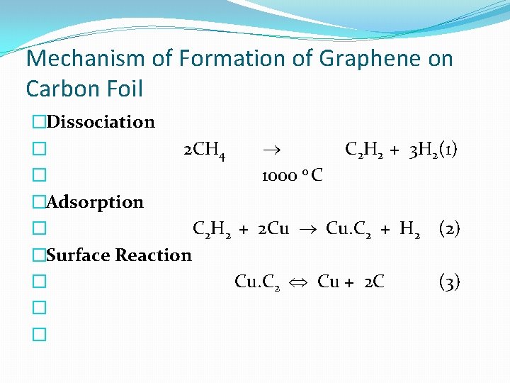 Mechanism of Formation of Graphene on Carbon Foil �Dissociation � 2 CH 4 C