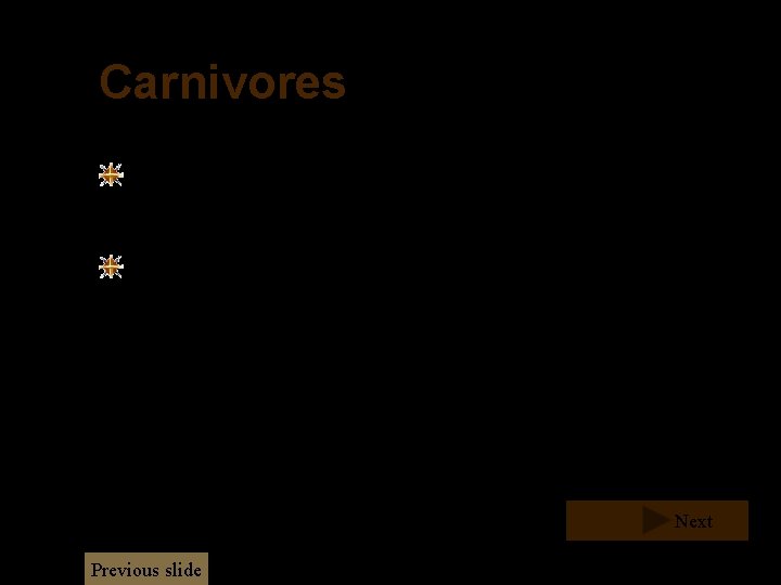 Carnivores A carnivore is an animal that gets its food from eating other animals. Carnivores A carnivore is an animal that gets its food from eating other animals.