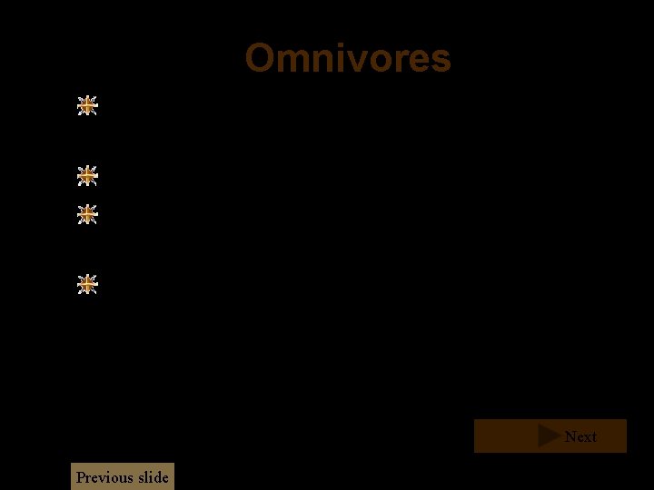 Omnivores are animals that eat both plants and other animals. Many will eat the Omnivores are animals that eat both plants and other animals. Many will eat the