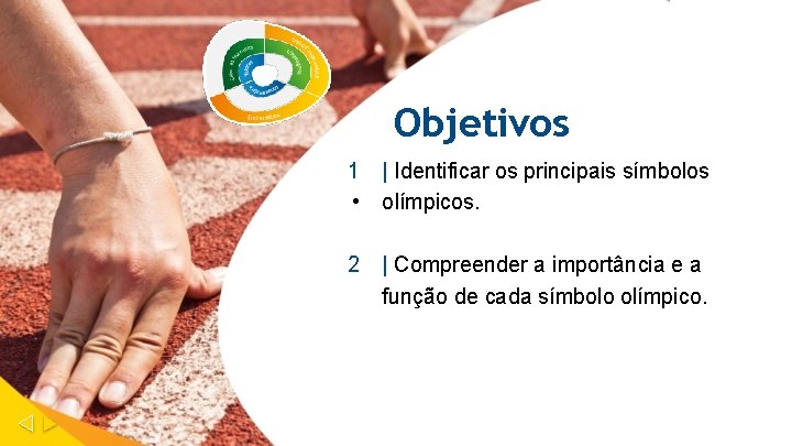 Objetivos 1 | Identificar os principais símbolos • olímpicos. 2 | Compreender a importância
