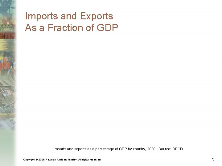Imports and Exports As a Fraction of GDP Imports and exports as a percentage