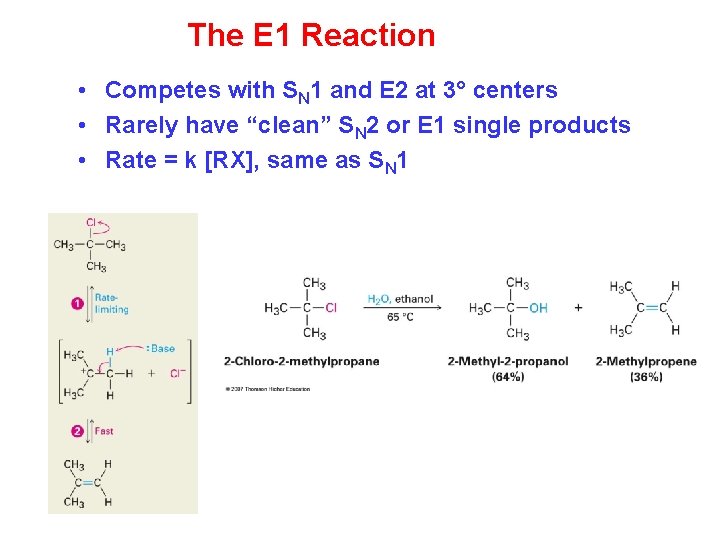 The E 1 Reaction • Competes with SN 1 and E 2 at 3°