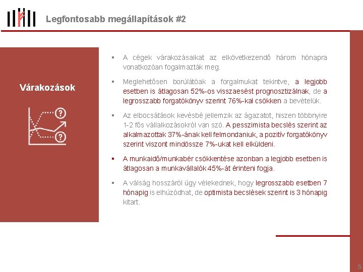 Legfontosabb megállapítások #2 Várakozások § A cégek várakozásaikat az elkövetkezendő három hónapra vonatkozóan fogalmazták