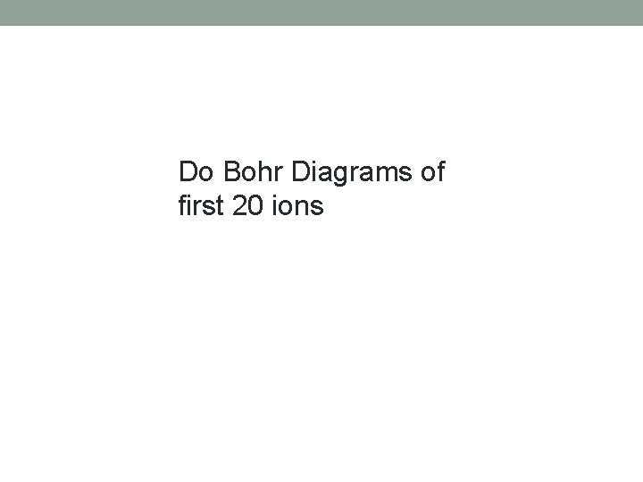 Do Bohr Diagrams of first 20 ions 