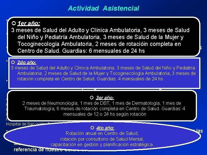 Actividad Asistencial • Los consultorios están a cargo de los residentes de 2 do