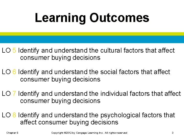 Learning Outcomes LO 5 Identify and understand the cultural factors that affect consumer buying