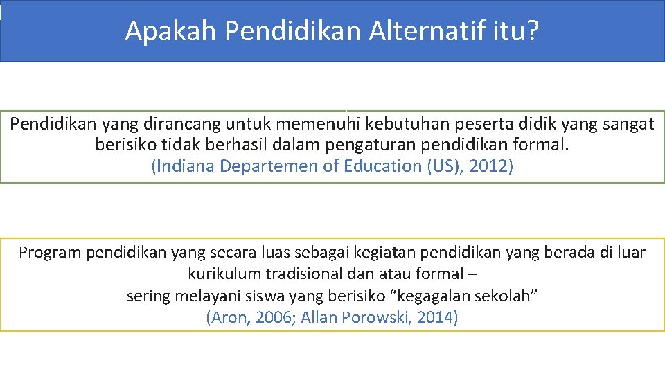 Apakah Pendidikan Alternatif itu? Pendidikan yang dirancang untuk memenuhi kebutuhan peserta didik yang sangat