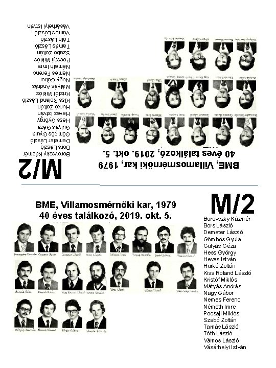BME, Villamosmérnöki kar, 1979 40 éves találkozó, 2019. okt. 5. Borovszky Kázmér Bors László