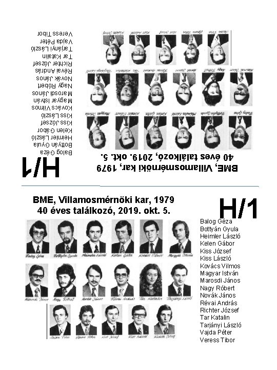 BME, Villamosmérnöki kar, 1979 40 éves találkozó, 2019. okt. 5. Balog Géza Bottyán Gyula
