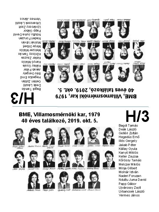 BME, Villamosmérnöki kar, 1979 40 éves találkozó, 2019. okt. 5. Bagdi Tamás Deák László