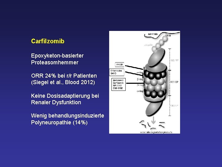 Carfilzomib Epoxyketon-basierter Proteasomhemmer ORR 24% bei r/r Patienten (Siegel et al. , Blood 2012)