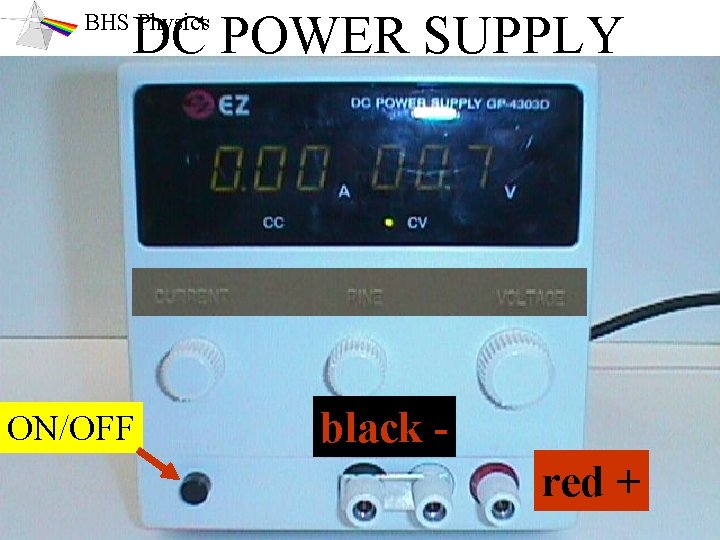 DC POWER SUPPLY BHS Physics ON/OFF black red + 