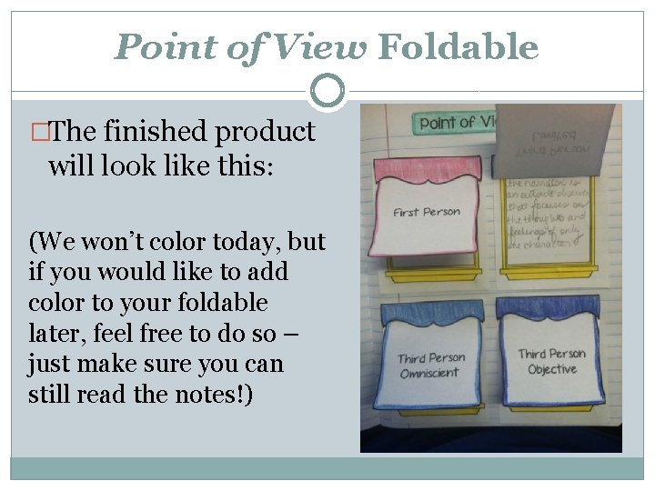 Point of View Foldable �The finished product will look like this: (We won’t color