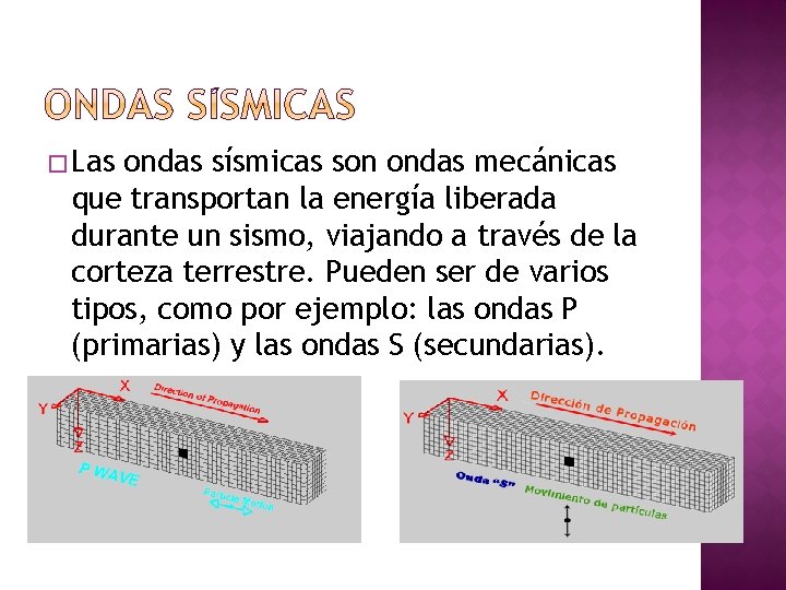 � Las ondas sísmicas son ondas mecánicas que transportan la energía liberada durante un