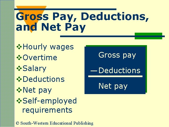 Gross Pay, Deductions, and Net Pay v. Hourly wages v. Overtime v. Salary v.
