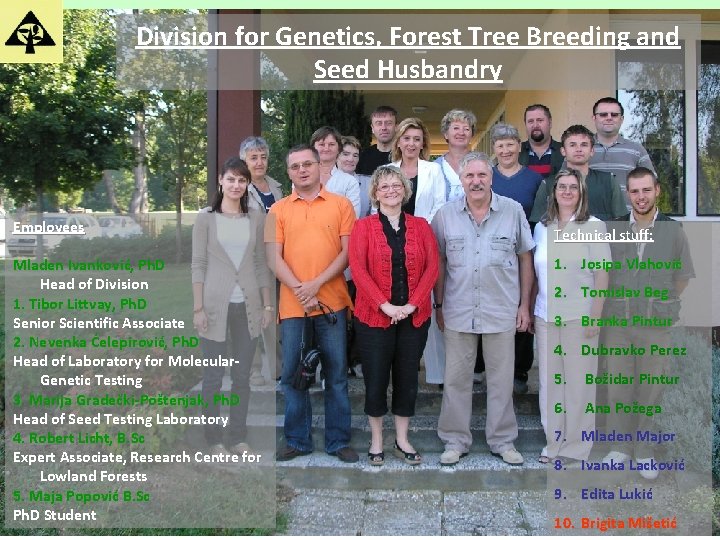 Division for Genetics, Forest Tree Breeding and Seed Husbandry Employees Mladen Ivanković, Ph. D