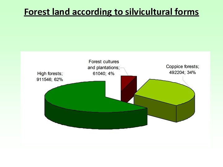 Forest land according to silvicultural forms 