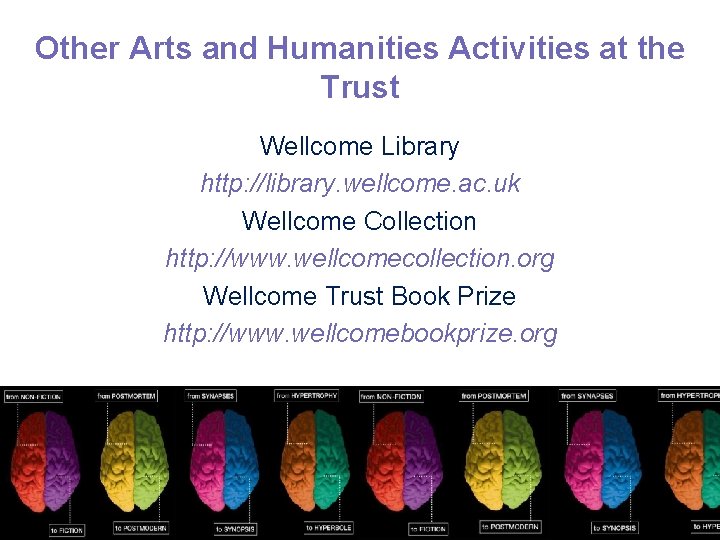 Other Arts and Humanities Activities at the Trust Wellcome Library http: //library. wellcome. ac. Other Arts and Humanities Activities at the Trust Wellcome Library http: //library. wellcome. ac.
