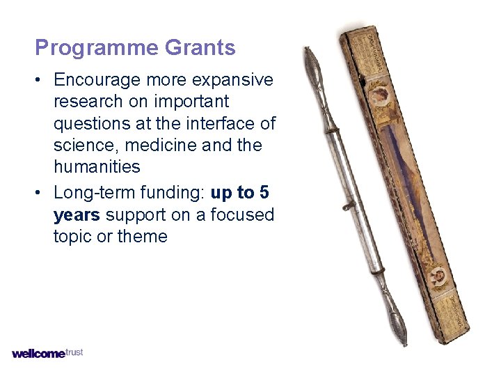 Programme Grants • Encourage more expansive research on important questions at the interface of Programme Grants • Encourage more expansive research on important questions at the interface of